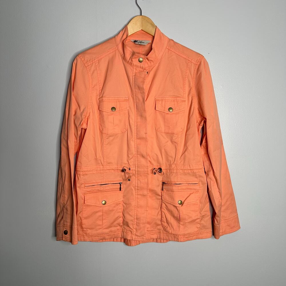 L.L. Bean Utility Field Jacket Womens Medium Peach EUC Stretch Cargo 286365